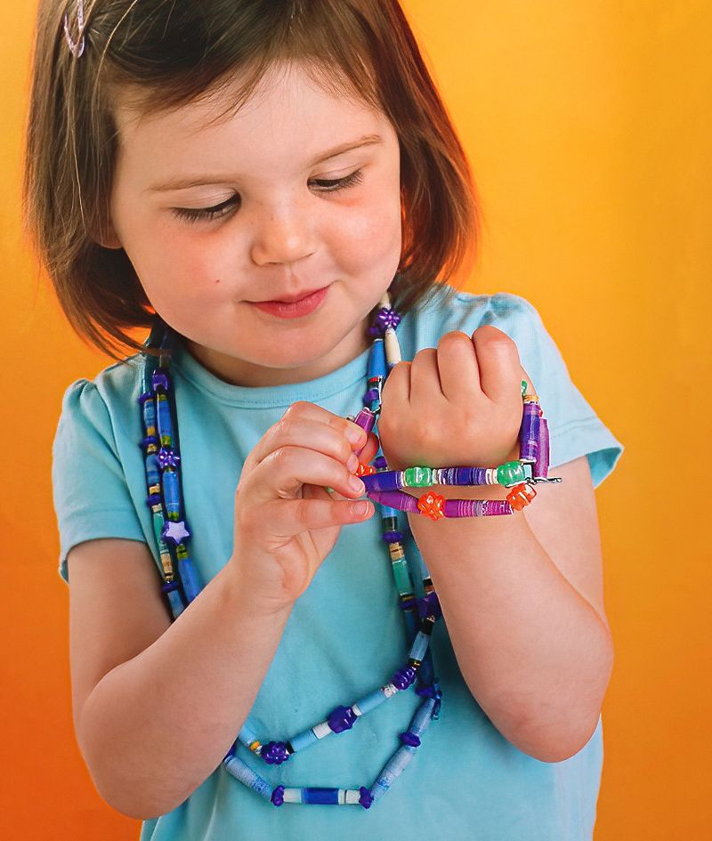 Rolled Paper Beads for Kids to Make thumbnail