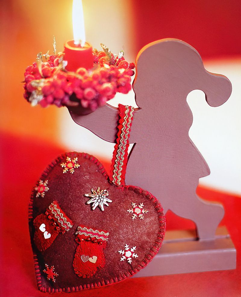 Festive Felt Heart Decoration For Christmas thumbnail