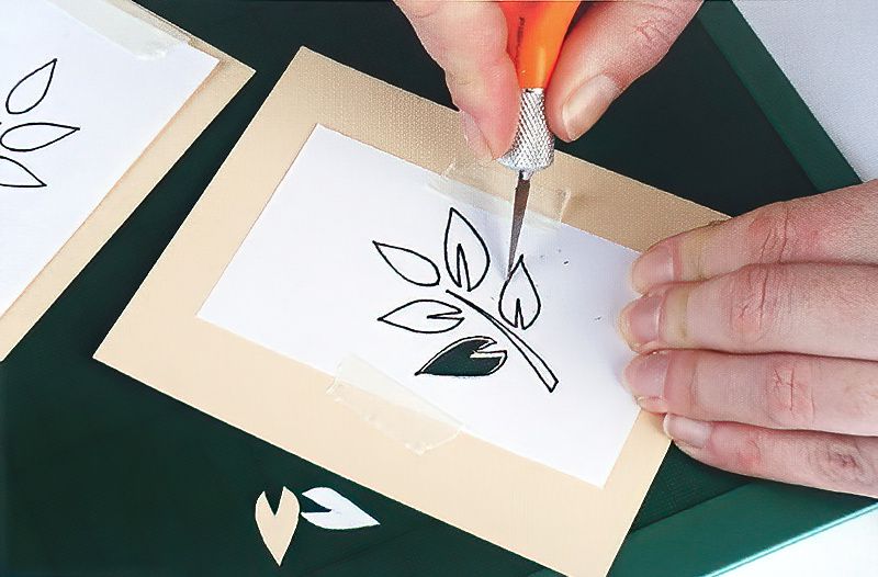 Leaf Design Stencil Pencil Pot and Notepad