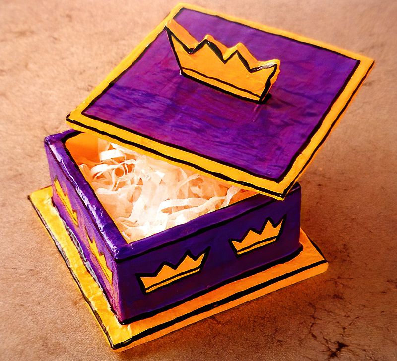 A Small Crown Papier Mache Box