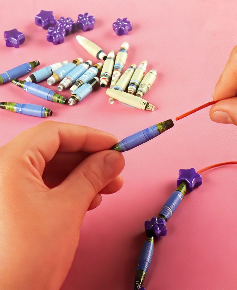 Rolled Paper Beads for Kids to Make