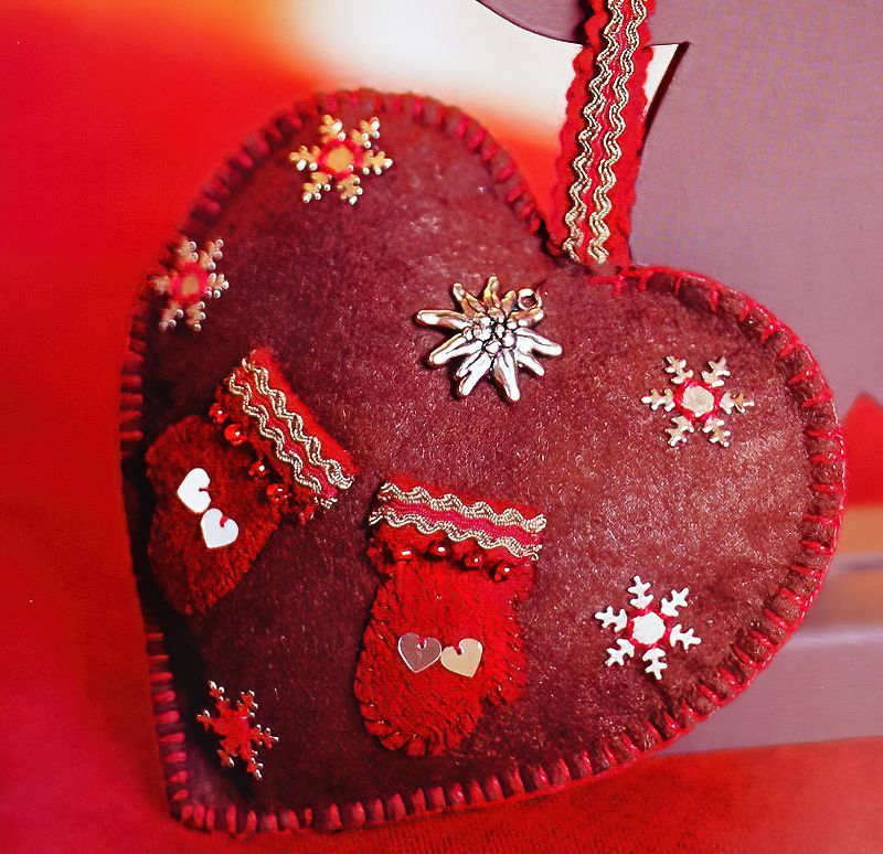 Festive Felt Heart Decoration For Christmas