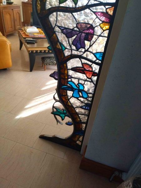 Beautiful stained glass room divider my mother and father made in the 90s. image two