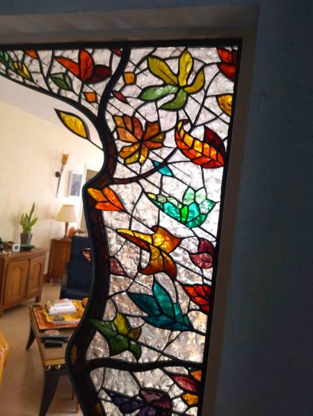 Beautiful stained glass room divider my mother and father made in the 90s. image three
