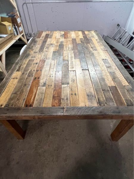 How to make a dining table from wooden crate boxes?  image one