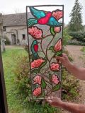 My husband made this beautiful stained glass door panel for our back door and I think it came out absolutely beautiful. 